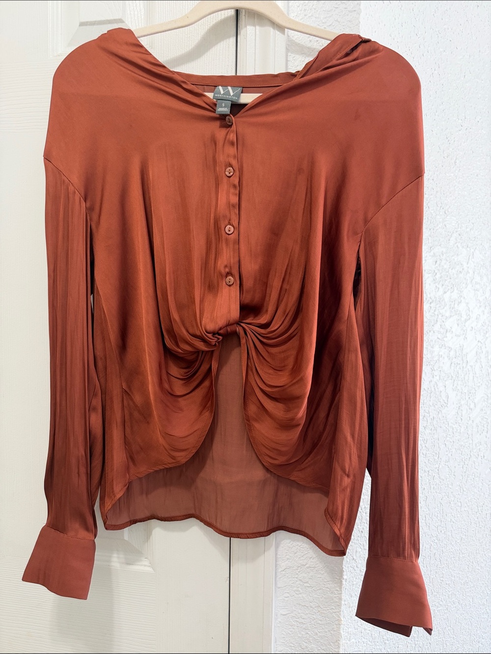 Worthington Rust Button-Front Twist-Front Blouse